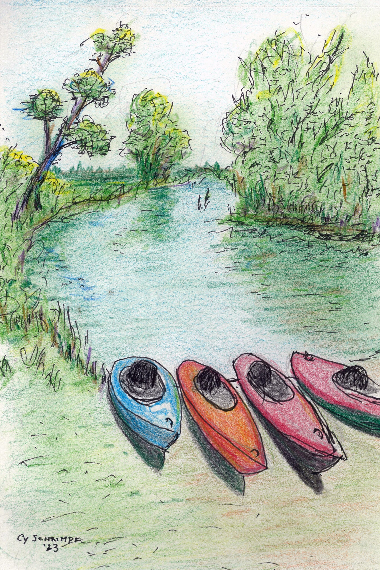 Kayaks on the River