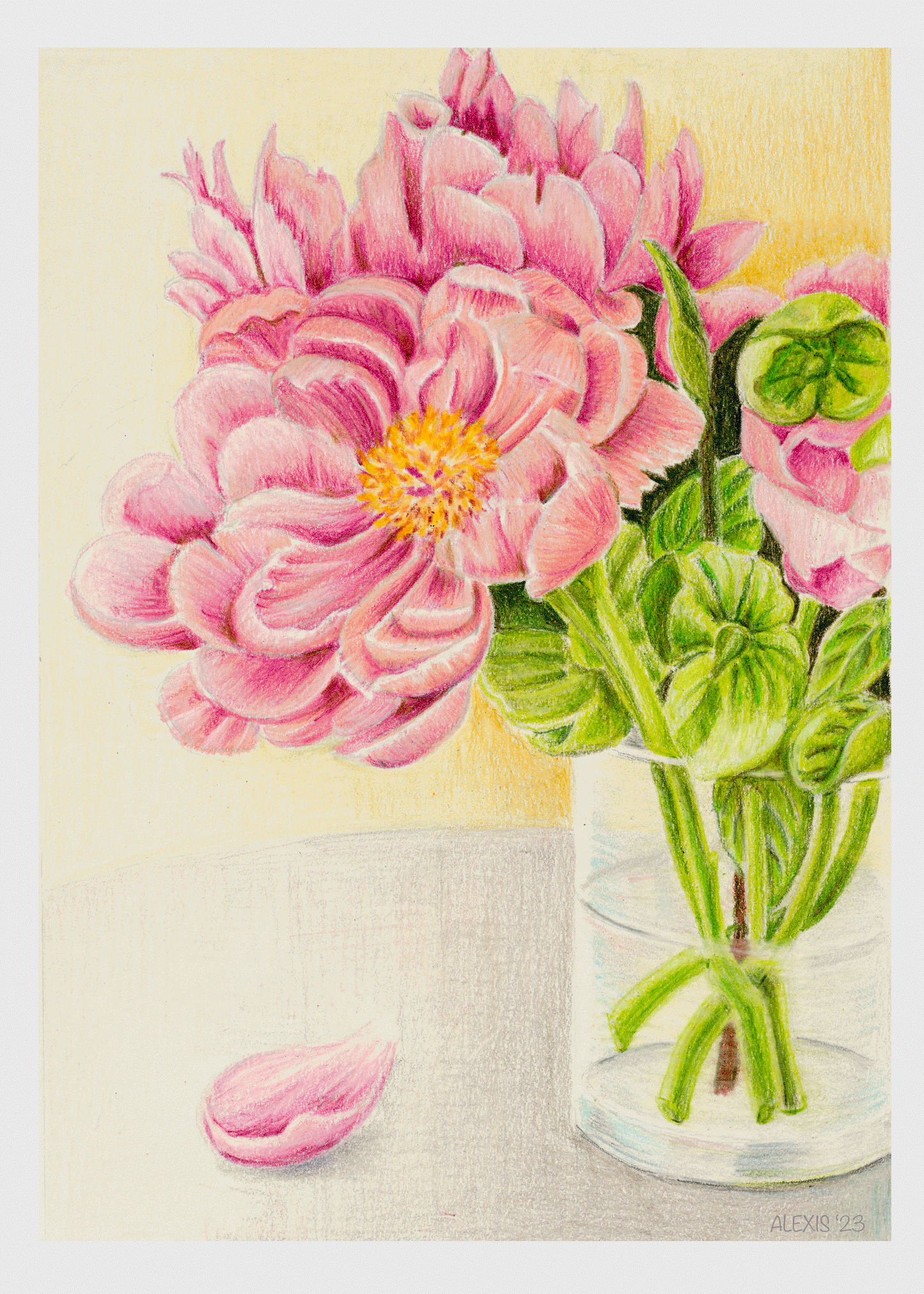 Peonies in a Glass Vase