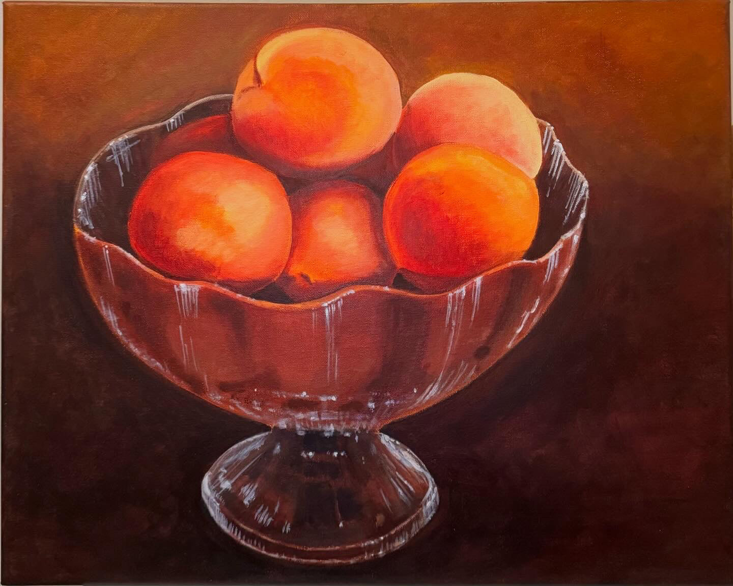 Peaches in a Glass Bowl